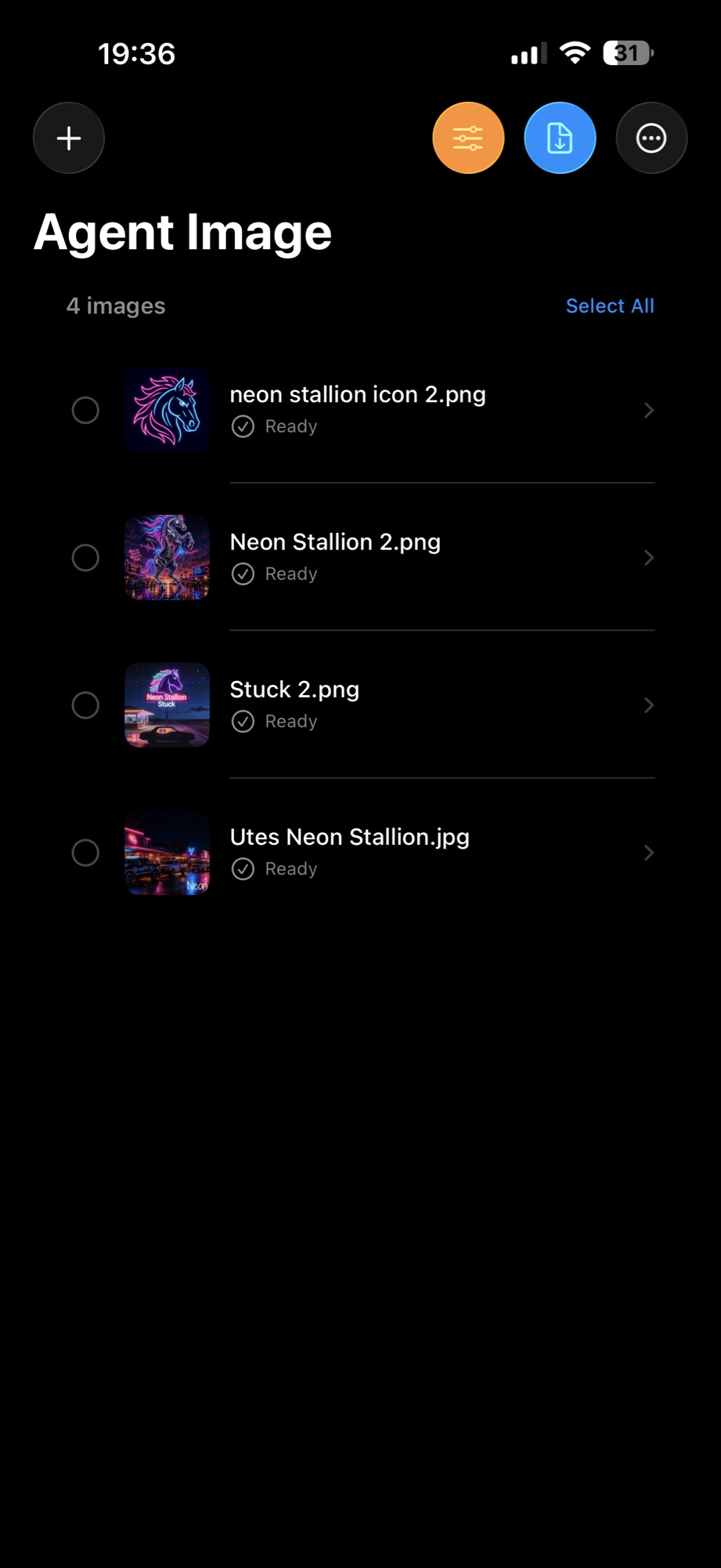 Agent Image on iPhone with four photos loaded and ready to convert